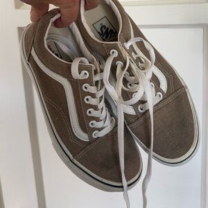 Vans Tan and White Canvas Sneakers